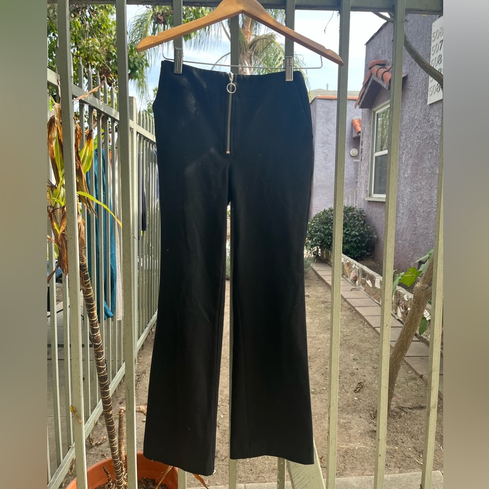 Black cropped flared trousers